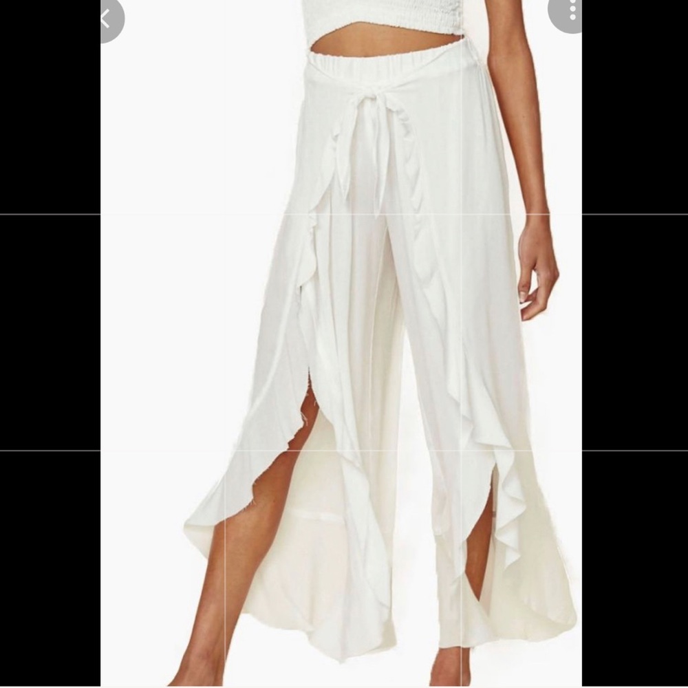 Aqua ruffled pants